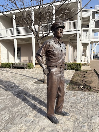A statue of Admiral Chester Nimitz. Nimitz was born in Fredericksburg, 1885.