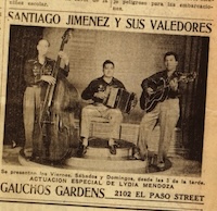 Santiago Jimenez y sus Valedores Newspaper clipping
