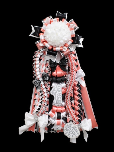 Intricate pink, white and black mum