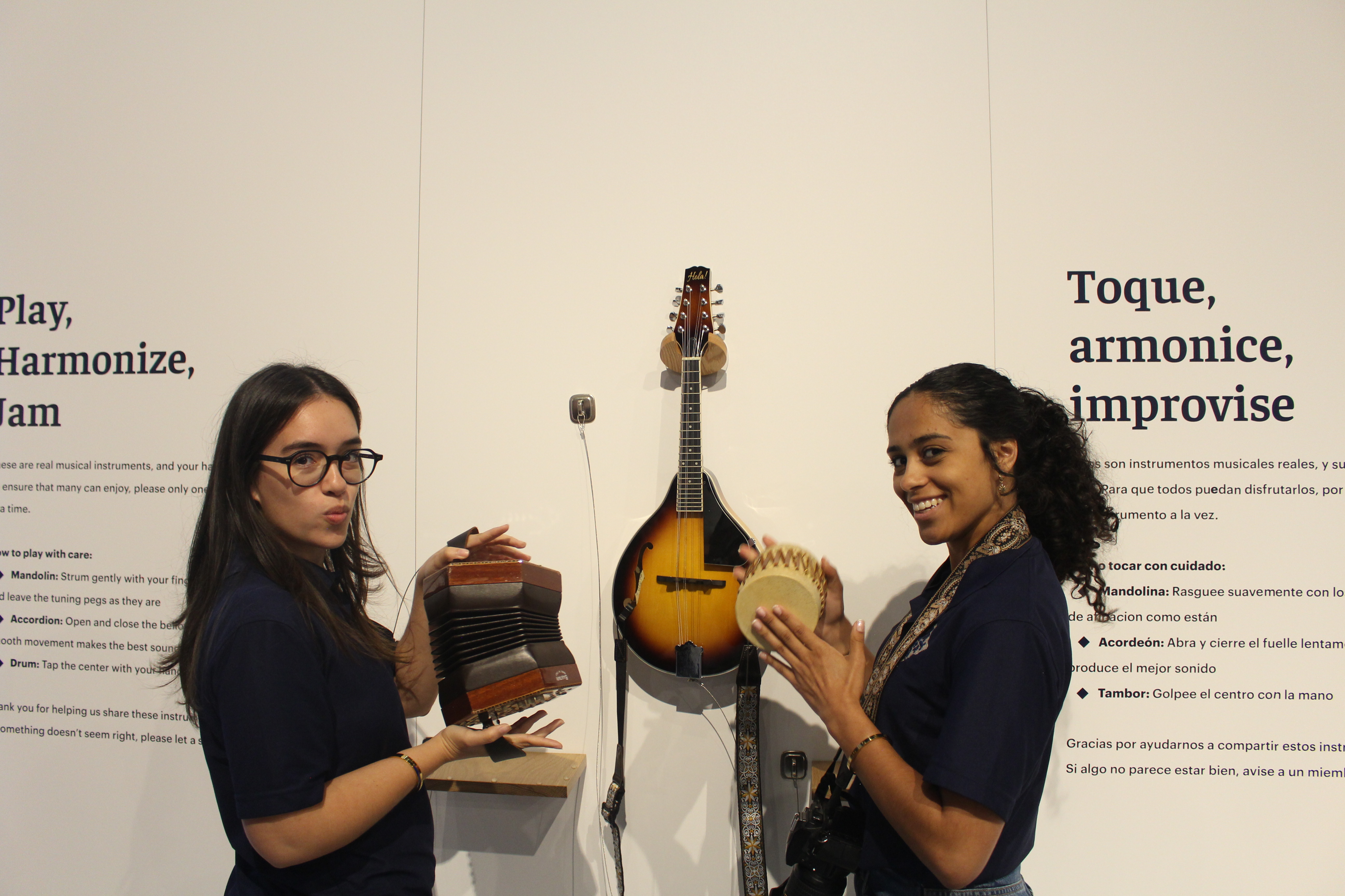 Students from LATSA showcasing musical instruments.