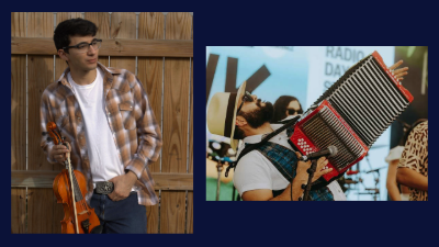 Zeth Lara and Aaron Salinas with their instruments