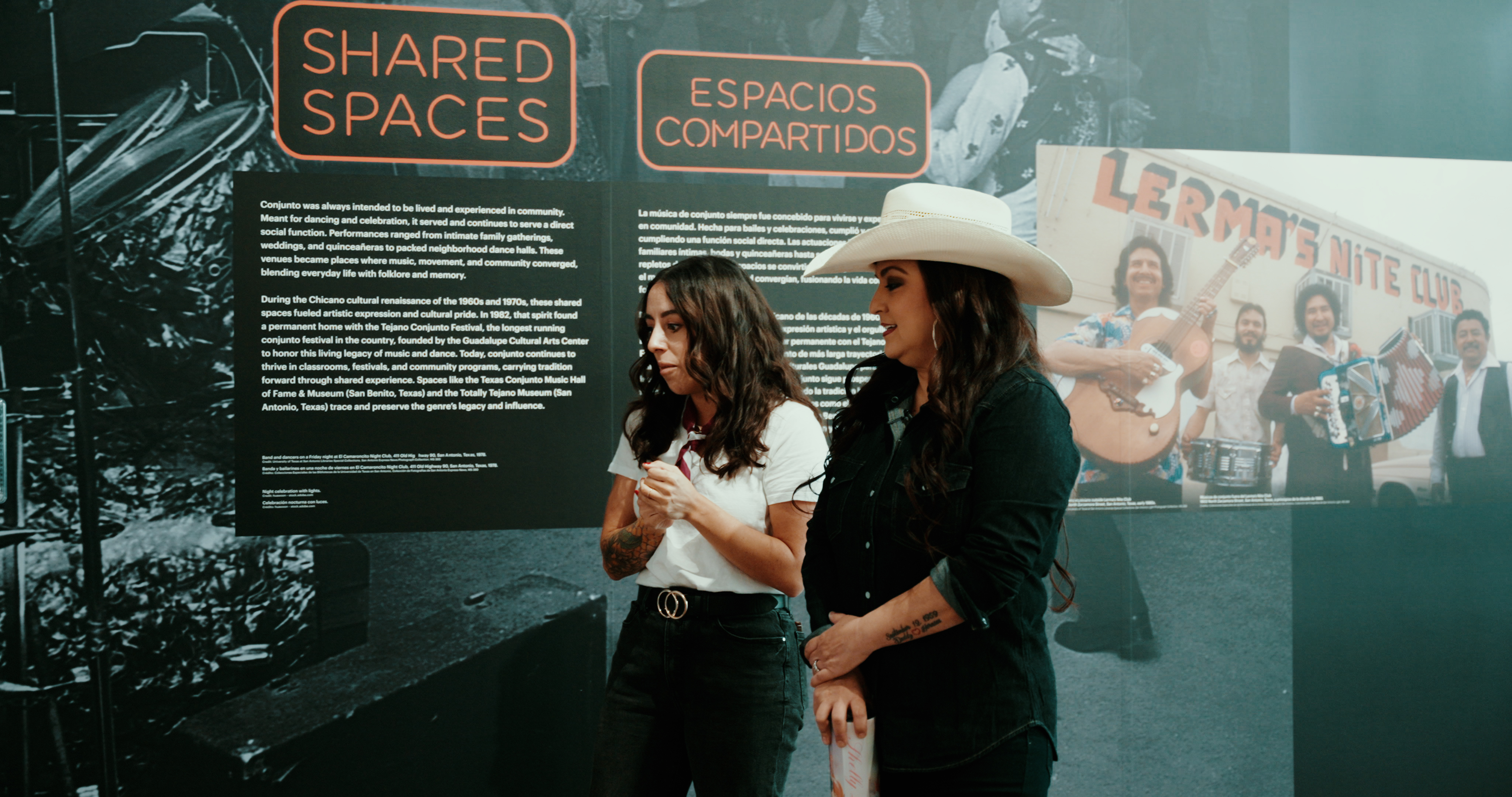 Shelly Lares and Bianca Alvarez in the "Puro Conjunto" exhibit