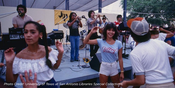 People dancing to live music