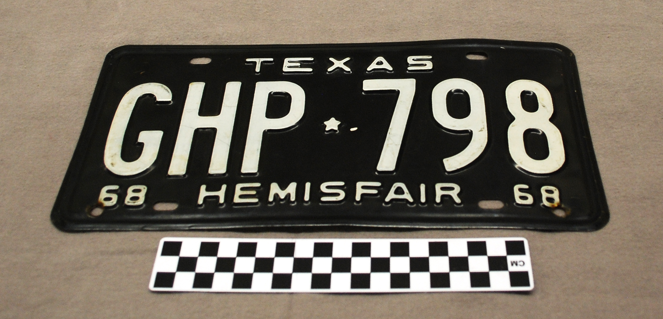 Object: 1968 HemisFair Texas License Plate