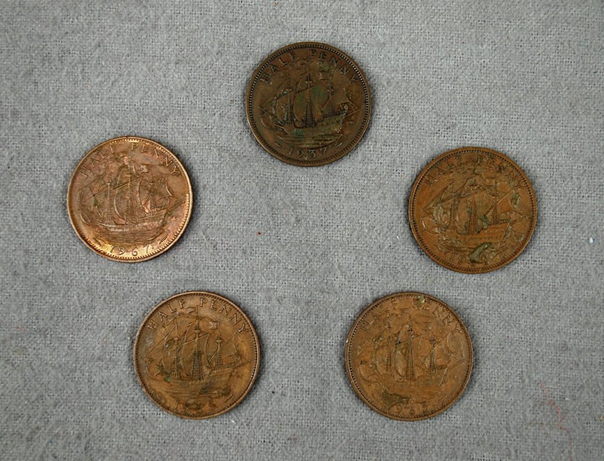 Object: Coins (British Half Penny Coins)