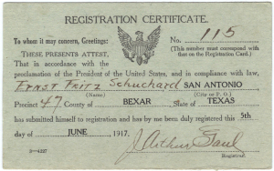 Object: Draft Card (World War I Draft Registration Card) | UTSA Institute Of Texan Cultures
