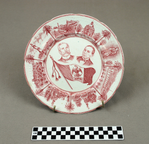 Object: Commemorative Plate (commemorative plate of Benito Juarez and Porfirio Diaz) | UTSA Institute Of Texan Cultures