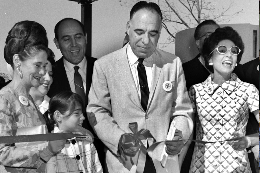 <strong>Henry B. Gonzalez at a ribbon-cutting ceremony</strong><div>1968. Henry B. Gonzalez, U.S. Representative from Texas's 20th district, at a ribbon-cutting ceremony at the opening of HemisFair '68.</div>