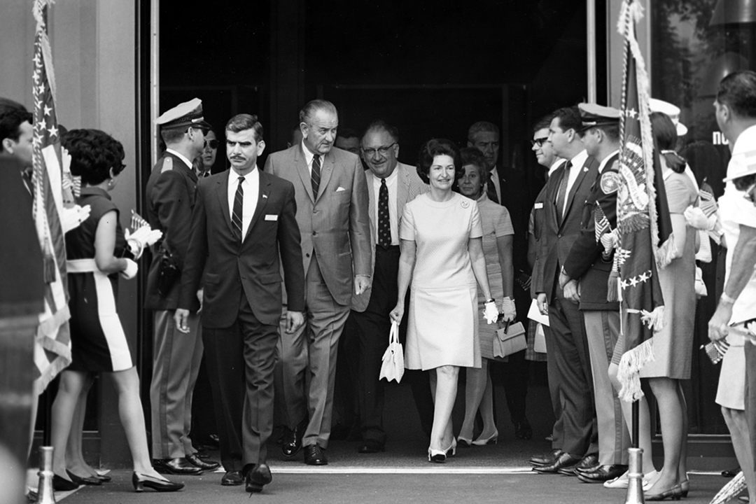 <strong>President Lyndon Johnson and Lady Bird Johnson visit HemisFair</strong><div>1968. President Lyndon Johnson and Lady Bird Johnson visit HemisFair.</div>